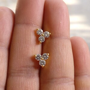 Diamond Studs, Real 18K Gold Filled, Silver 925