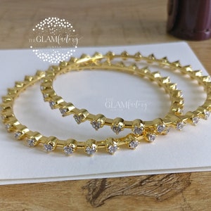 Diamond Bangles, Silver 925, Real Gold 18K Filled, Listing is for 1 Piece of Bangle