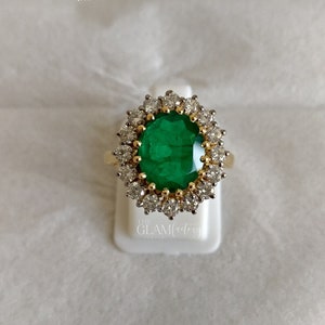 Diana Ring, Emerald & Diamond, Silver 925, Real 18K Gold Filled