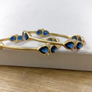 Sapphire Cut Bangle: 18K Gold Filled 925 Silver, Matte Finish
