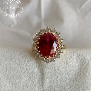 Anel Diana, Rubi e Diamante, Prata 925, Ouro 18K Verdadeiro