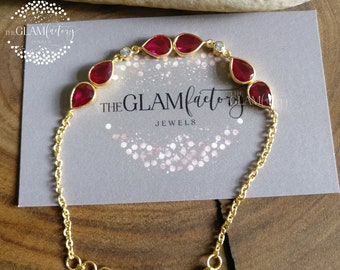 Ruby Bracelet, Silver 925, Real Gold 18K Filled