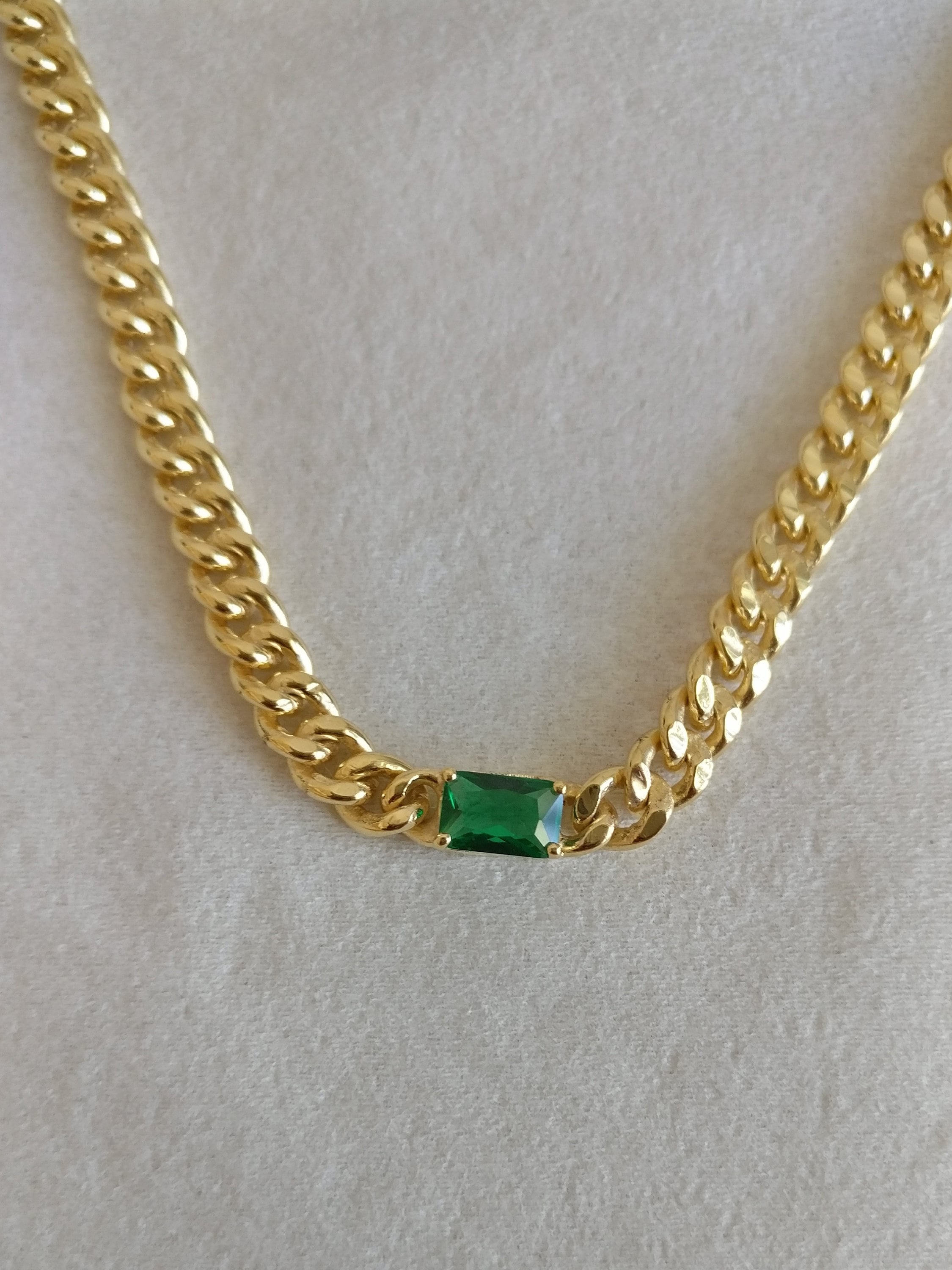 Emerald gold chain Etsy France