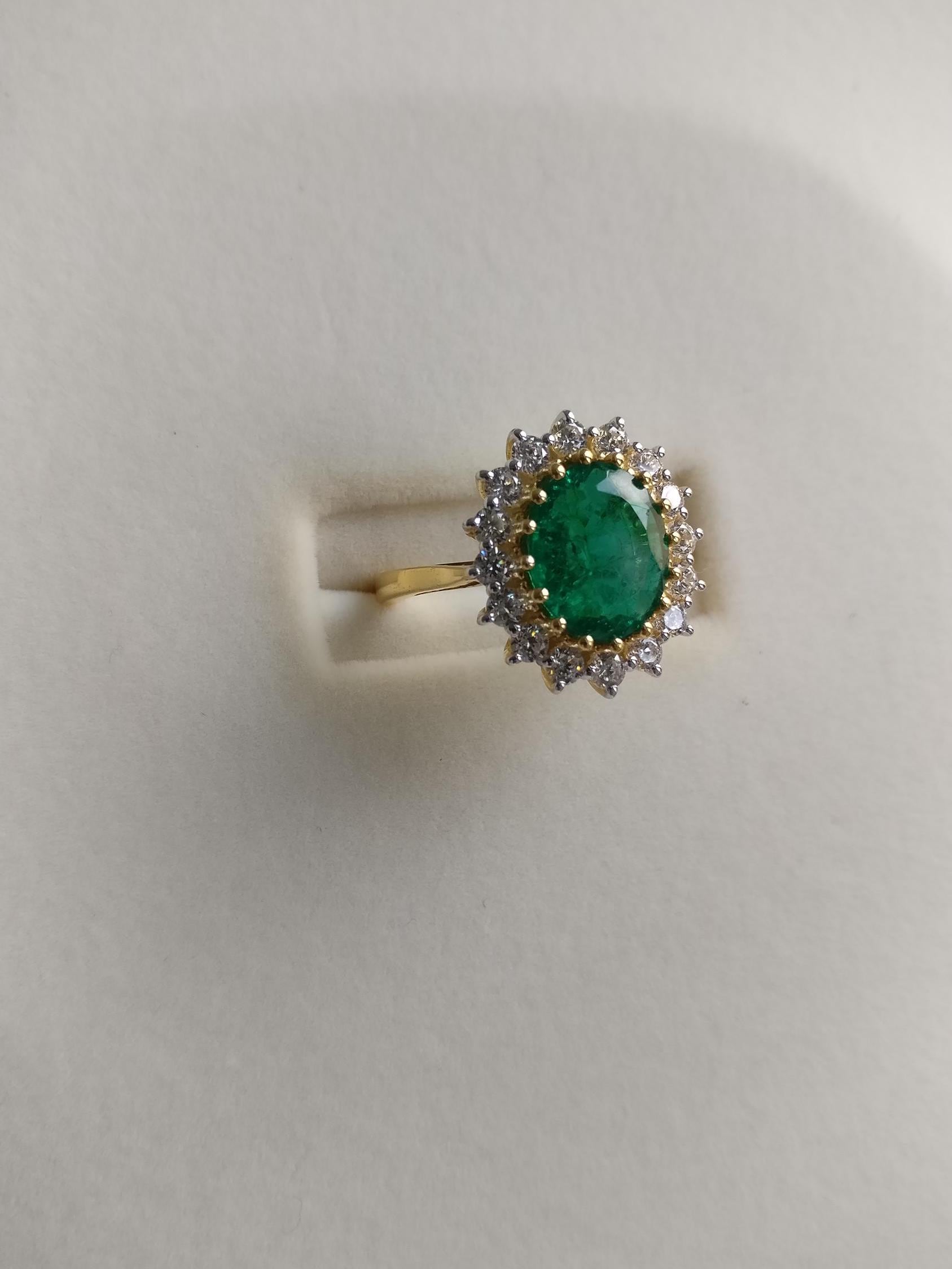 Emerald & Diamond Ring, Silver 925, Real 18K Gold Filled - Etsy