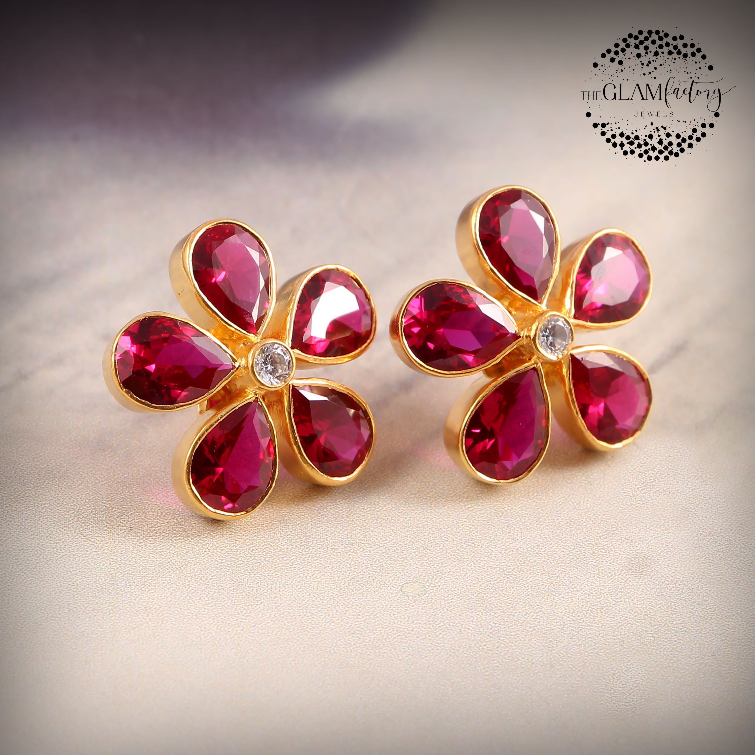 Gorgeous Pink Ruby Marquise and Diamond earrings in 9 carat Yellow Gol –  Nick Von K