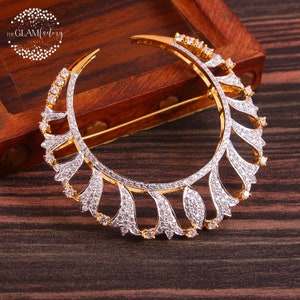 Diamond Brooch, Cubic Zirconia, Silver 925, Real Gold 18K Filled