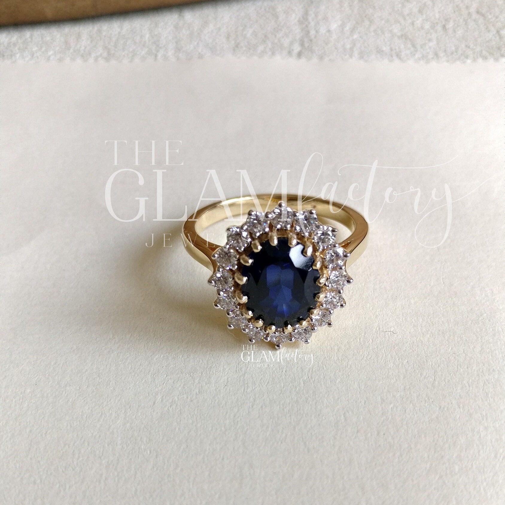 Diana Ring, Sapphire & Diamond, Silver 925, Real 18K Gold Filled