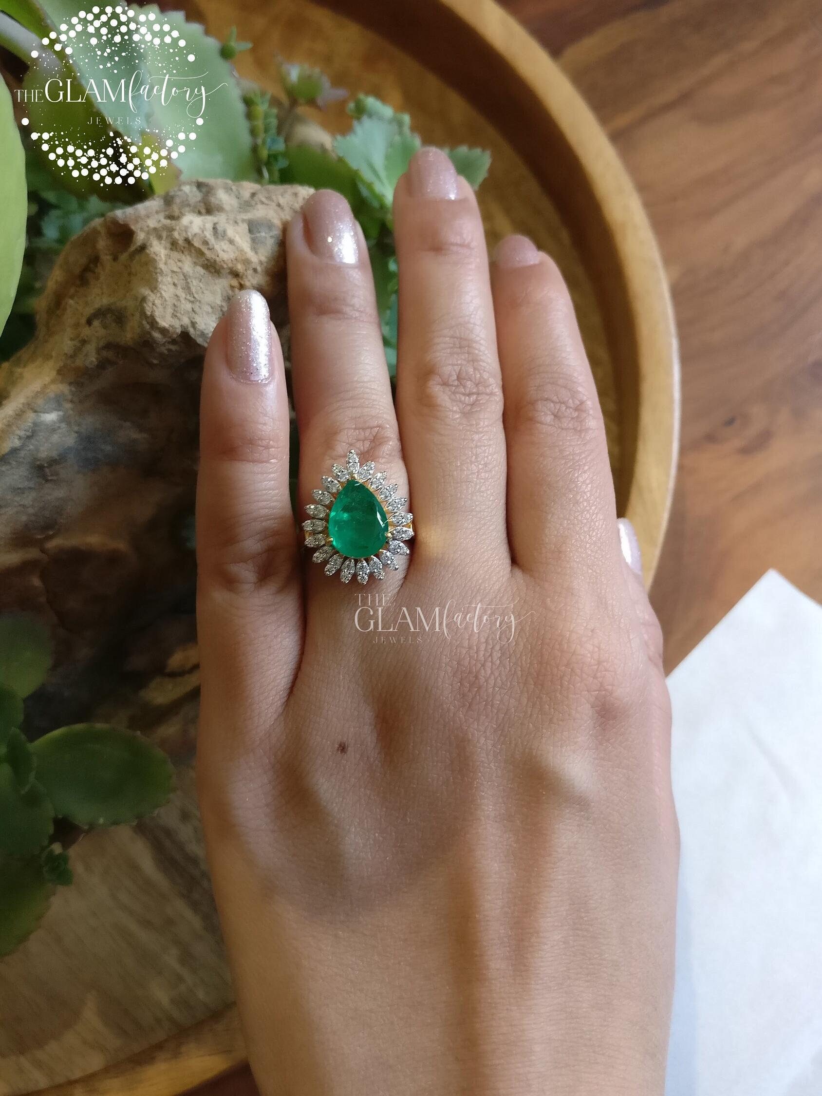Bague Plaque Or Et Argent 925 – Emeraudes Et Zircons
