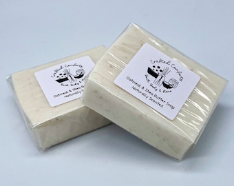 Handmade Oatmeal Shea Butter Soap: Vegan Lavender Scent