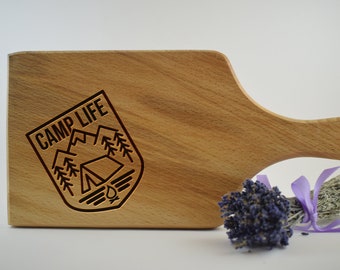 Camp Life Personalized Beech Cutting / Chopping Board - Camping Life Board - Custom Handmade Wooden - Wedding gift - Mom Dad Name Gift -