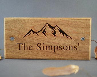 Personalized Laser Engraved Family House Plaque Text at Beech Wood Sign / Plate for Your Door / Apartament Number and Family Name
