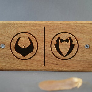 Restroom Bathroom Unisex Modern Wood Sign - Gender Neutral WC Sign - Toilet Door Sign - WC Sign - House Plaque Laser Engraved Personalized