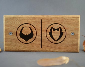 Restroom Bathroom Unisex Modern Wood Sign - Gender Neutral WC Sign - Toilet Door Sign - WC Sign - House Plaque Laser Engraved Personalized
