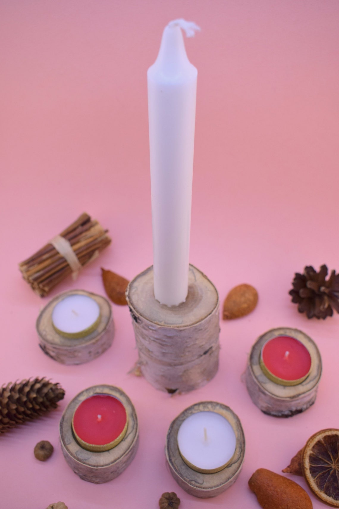 Tree Branch Candle Holders Set of 5 Wooden Rustic Tealight Etsy