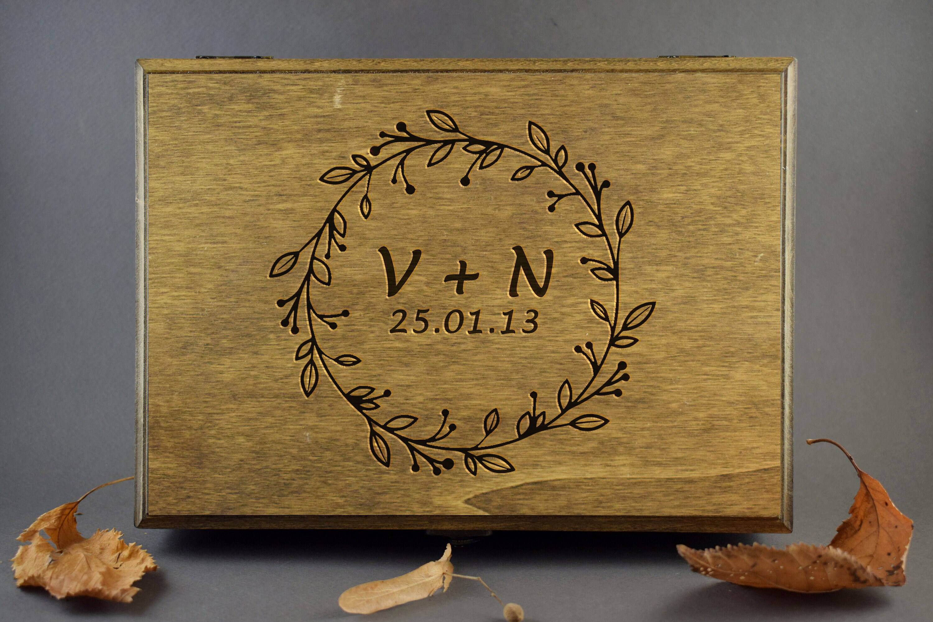 Wooden Memory Box Laser Engraved With Custom Text Photos Etsy