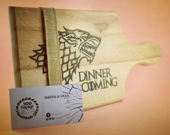 Game of Thrones Models Unique Personalised Beech Wooden Chopping - Burger Cutting Board - Engraved Names - Handmade Cheese Board for Gift