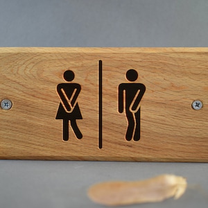 Toilet Door Sign Restroom Bathroom Unisex Modern Wood Sign - Gender Neutral WC Sign - Toilet Door Sign - WC Sign Laser Engraved Personalized