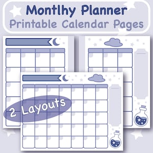 Kawaii Printable Calendar Pages Cute Monthly Planner For College Student Adorable Printout Wall Calendar