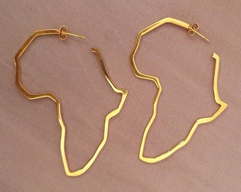 4cm Africa Map Shaped Hoop Earrings