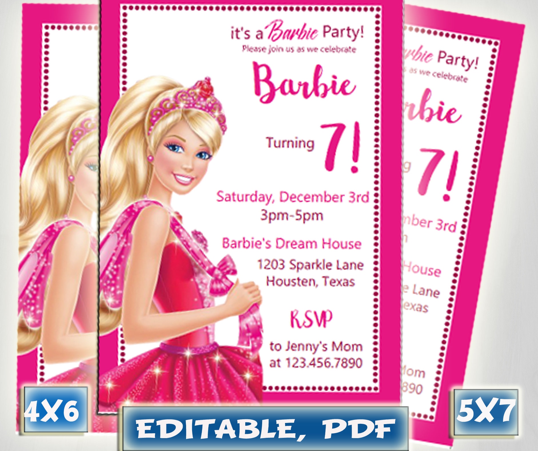 Barbie Invitation Template