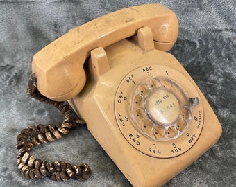 Vintage 7/1964 WE Dark Beige Unrestored rotary Desk Phone DATE MATCHING working