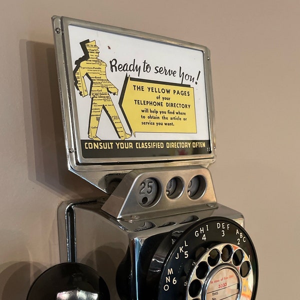 NEW CUSTOM Vintage style 1930-1960's telephone PAYPHONE card X1: Choose Your Style for Top Flag Frame Displays