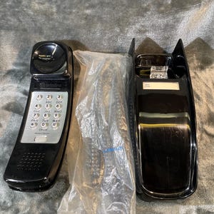 Vintage 1977 1981 HTF Black small button wall WE Trimline Telephone NOS Works w/ Add-on Kit