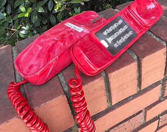 Vintage Lighted 1979 Cherry Swirl Red Push Button Stromberg Carlson Slenderet Telephone.