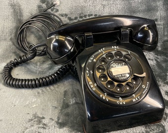 Vintage 1960 Restored Black Western Electric 5302 Desk Phone Bakelite & Soft Plastic Minty WORKING