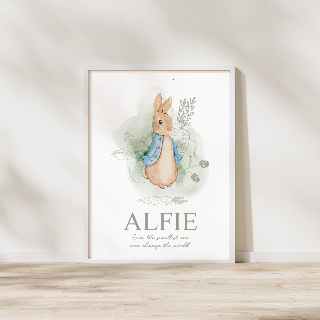 Floral Peter Rabbit Name Print Custom Peter Rabbit Print - Etsy