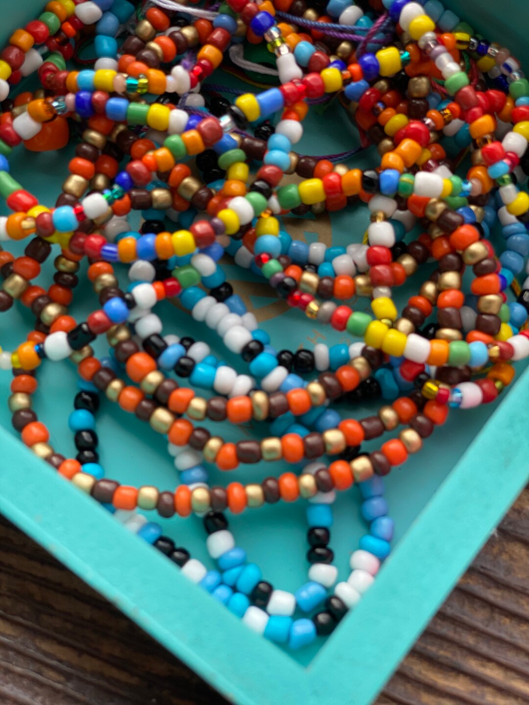 Glass Waist Beads peanut Butter Cup/carolina Blue/call Me Crazy Etsy