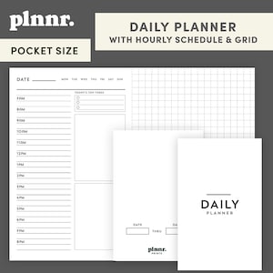 Tamaño de bolsillo TN / Planificador diario sin fecha con horario y cuadrícula por horas, Cuaderno de viajero imprimible, Notas de campo, 3,5 x 5,5 / Descarga instantánea