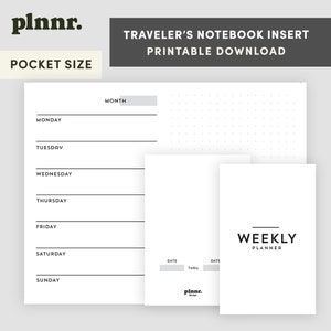 Pocket Size TN | Undated Horizontal Weekly Planner with Dot Grid, Traveler&#39;s Notebook Printable, Field Notes, 3.5 x 5.5 | Instant Download