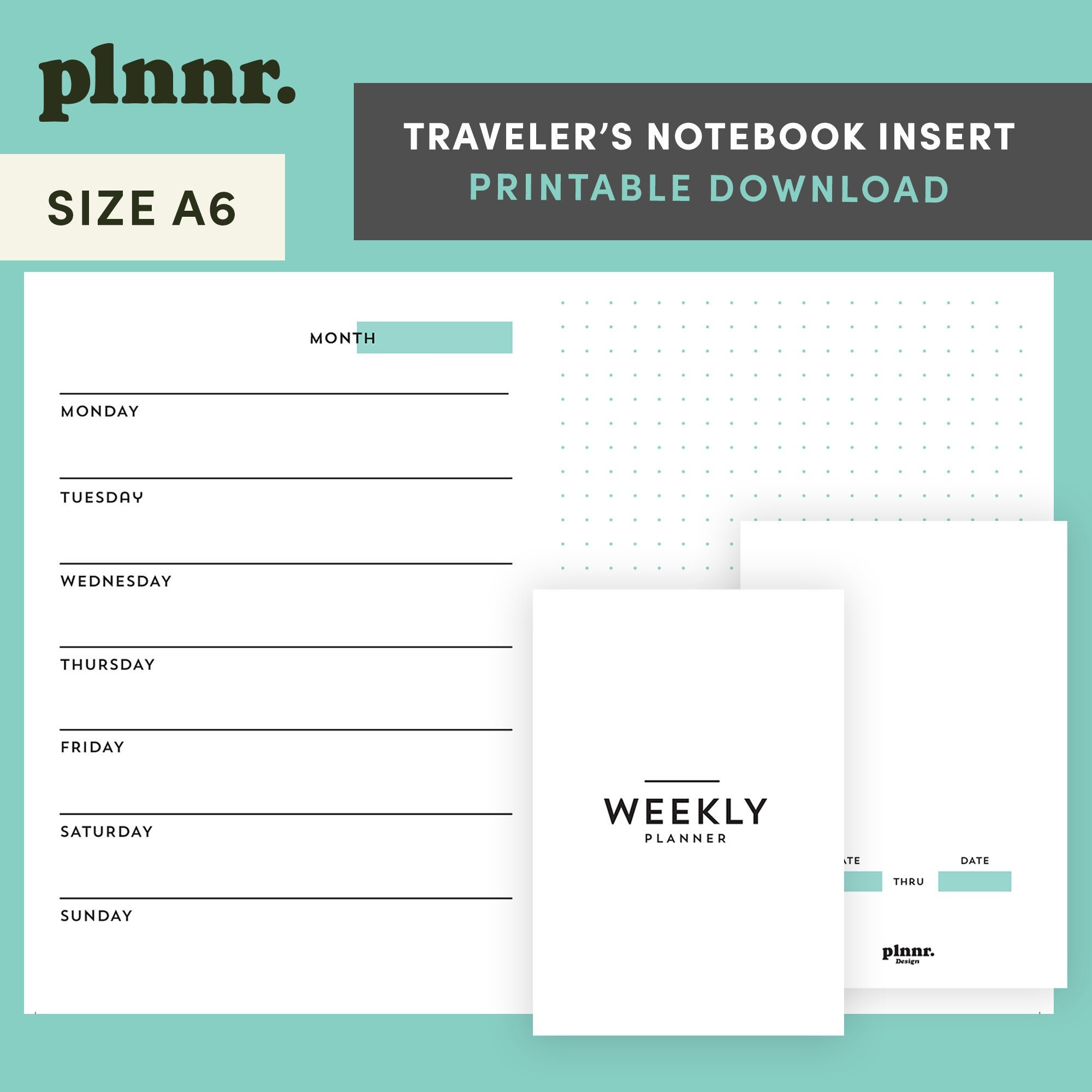 A6 Travelers Notebook Insert Printable Undated Horizontal Etsy