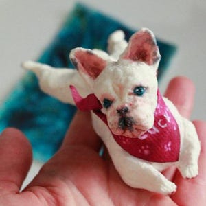 Custom French Bulldog Papier Mâché Sculpture – Personalized Dog Art – Handmade Paper Decor