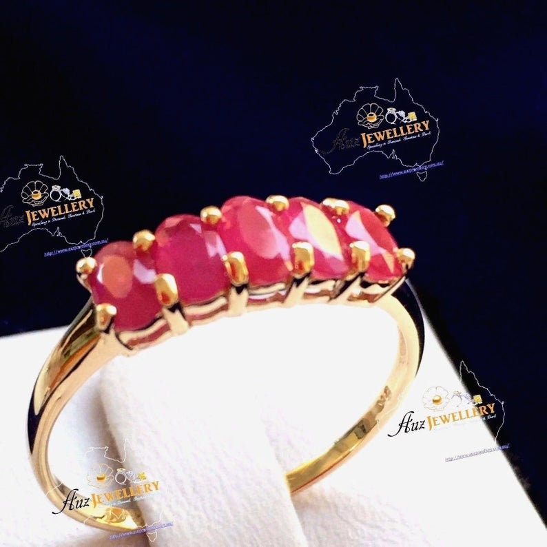 Genuine Ruby ring for women women ring Genuine Ruby Ring: Engagement Ring anniversary gift wedding ring jewelry Real 9ct Yellow Gold