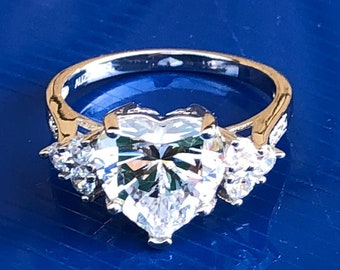 Ring 925: Verlobungsring, Frauen Ringe, Herz Diamant, simulierte Diamant Verlobungsring, Herz-Ring, Valentinstag Geschenk, Schmuckringe