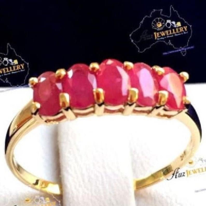 Genuine Ruby ring for women women ring Genuine Ruby Ring: Engagement Ring anniversary gift wedding ring jewelry Real 9ct Yellow Gold