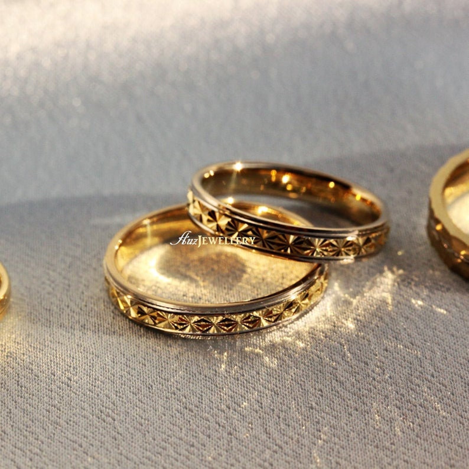 14K gold rings wedding ring set couple rings gold couple | Etsy