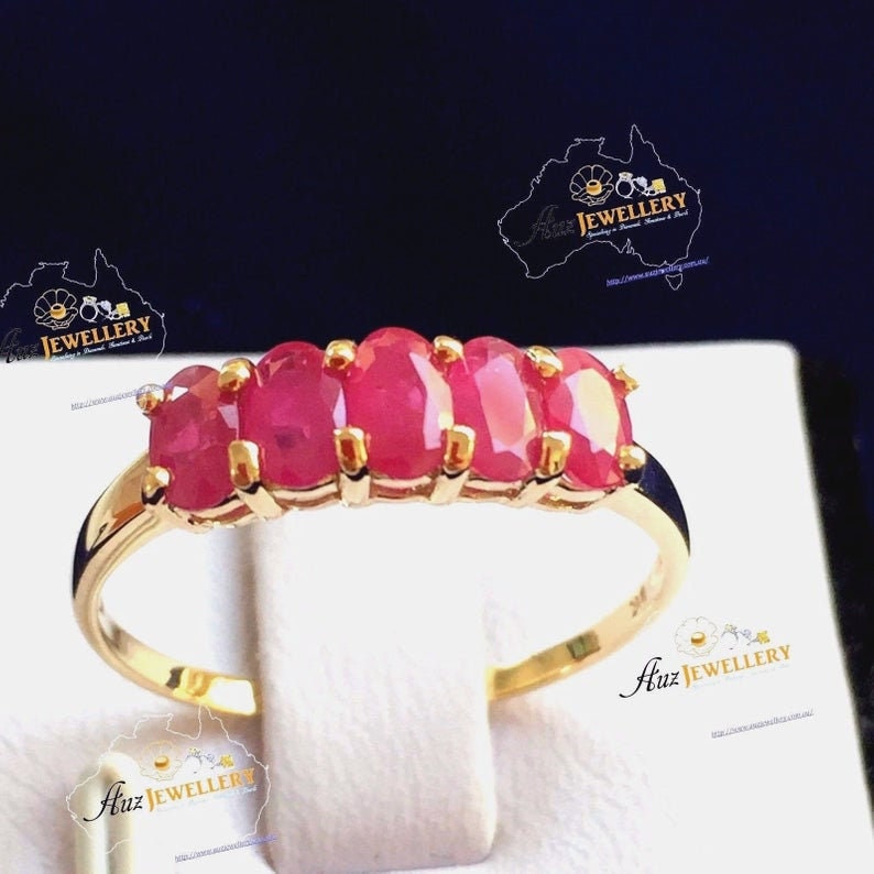 Genuine Ruby ring for women women ring Genuine Ruby Ring: Engagement Ring anniversary gift wedding ring jewelry Real 9ct Yellow Gold