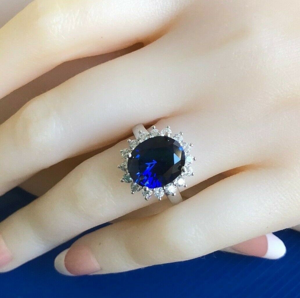 Diana Kate Sapphire Ring Simulated Blue Sapphire Women Ring - Etsy UK