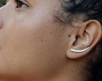 SILVER CLIMBER earrings, Sterling silver 925, Ear cuff earrings, Bohemian jewelry, Dainty cute elegant, Handmade by me.