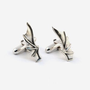Sterling Silver Dragon Wing Cufflinks – Handmade Men&#39;s Fantasy Jewelry Gift