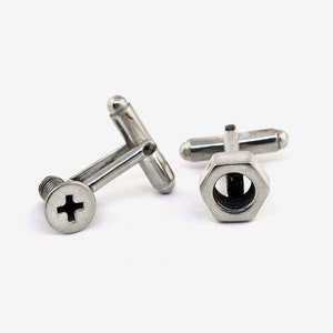 NUT and SCREW  cufflinks, sterling silver, steampunk, gift for man, man accessories, father gift, father day.
