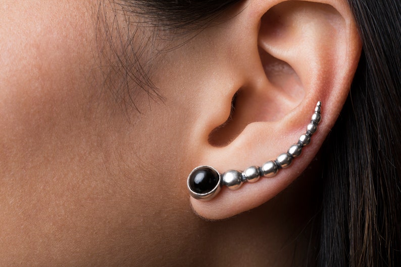 Pendientes escaladores Bubbles worm earrings Larva earrings STONE CLIMBER Earrings,Black Star gemstone Gemstone Sterling silver jewelry