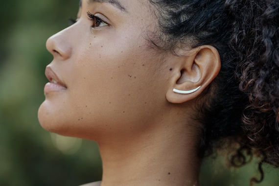SILVER CLIMBER earrings, Sterling silver 925, Ear cuff earrings, Bohemian jewelry, Dainty cute elegant, Handmade by me.