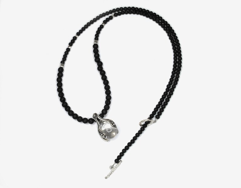 healing gemstone LAVA /& CUARTZ NECKLACE tribal jewelry spiritual jewelry handmade stearling silver talisman pendant mala necklace.
