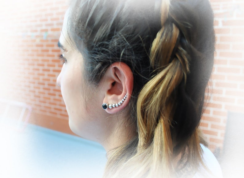 Pendientes escaladores Bubbles worm earrings Larva earrings STONE CLIMBER Earrings,Black Star gemstone Gemstone Sterling silver jewelry