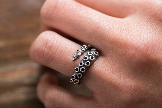 Thin Octopus Silver Ring Sterling Silver Jewelry Tentacle Ring Ring for Men Surround Ring Adjustable Ring Unisex Jewelry Alternative Etsy