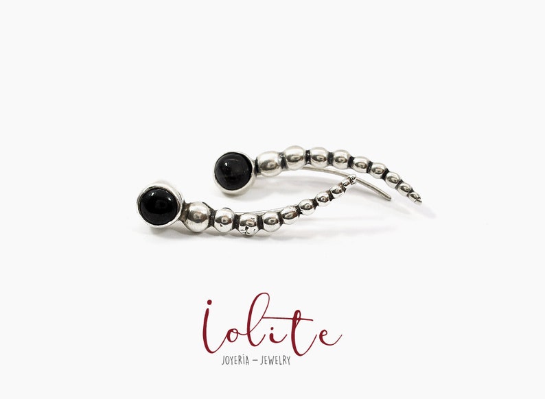 Pendientes escaladores Bubbles worm earrings Larva earrings STONE CLIMBER Earrings,Black Star gemstone Gemstone Sterling silver jewelry